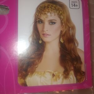 (3)PieceHalloween Costume Accesories,Gypsy BellyChain,Headpiece,Face decals NWT